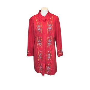 Sundance coral embroidered long jersey jacket size L petite